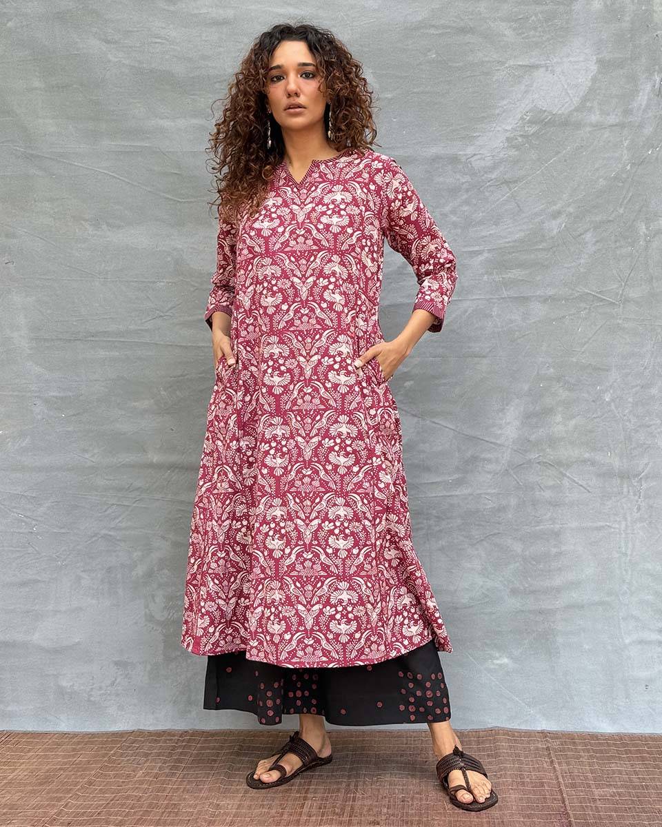 Night’s Sigh Block printed Cotton Kurti
