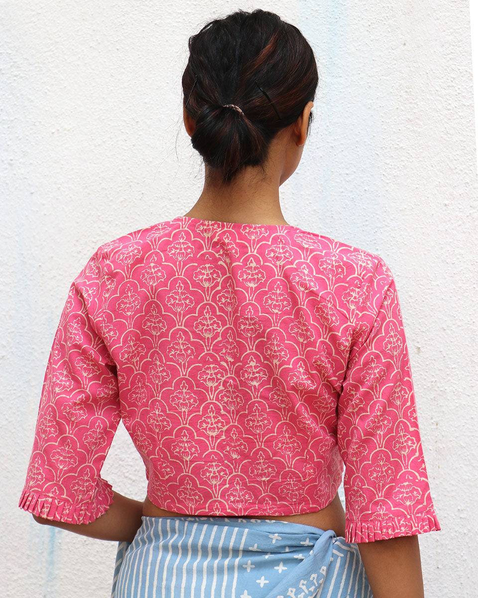 Venusian Wonder Handblock Printed Cotton Crop Top Blouse