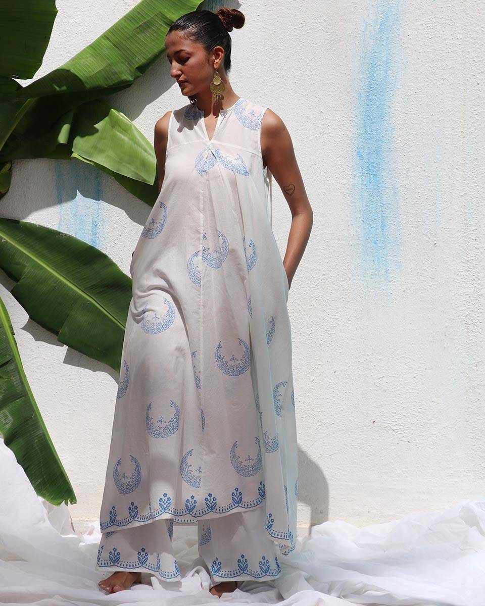 Iris Handprinted Cotton Kurta Set - WITC