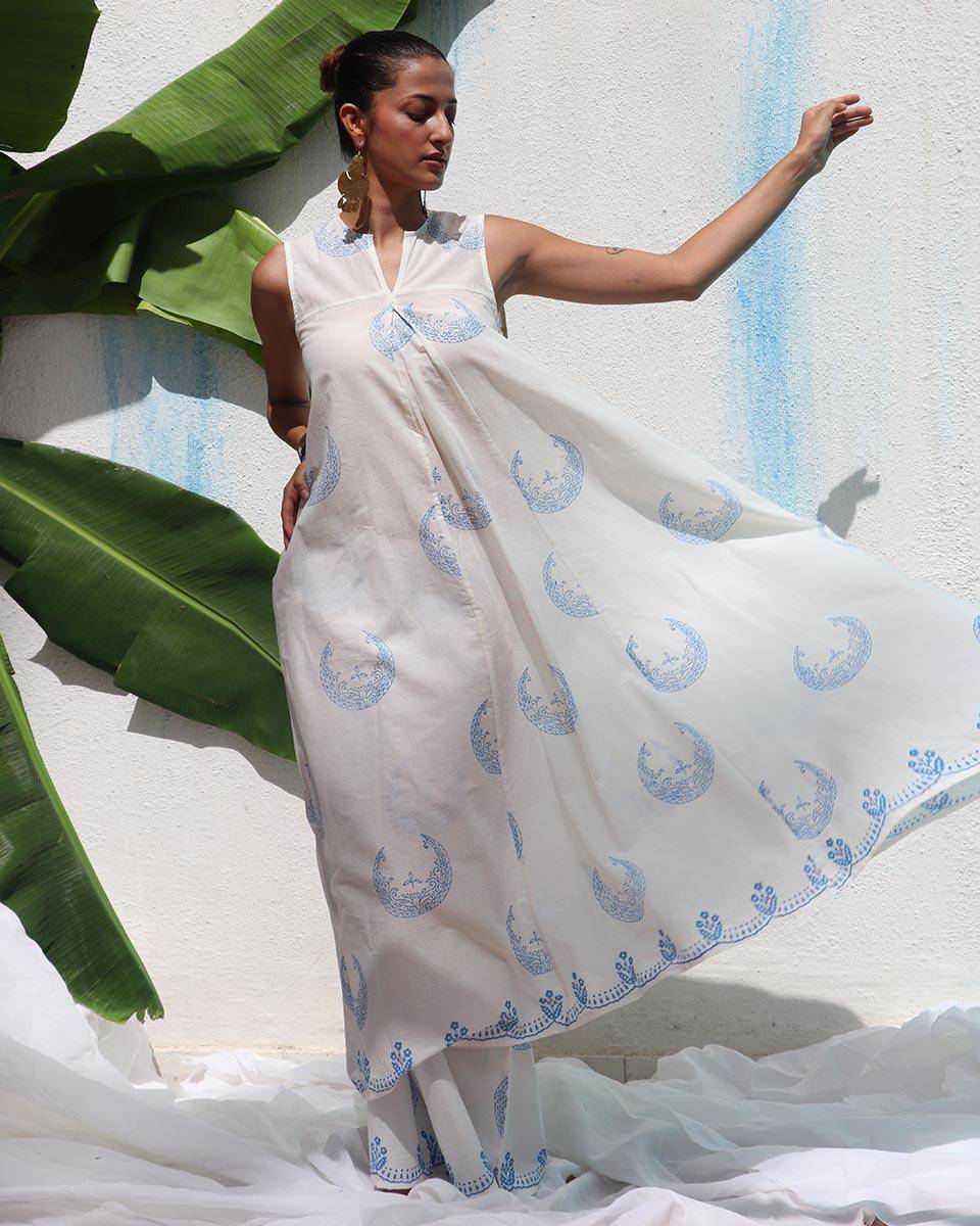 Iris Handprinted Cotton Kurta Set - WITC