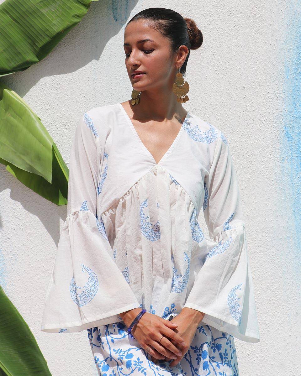 Varsha Handprinted Cotton Top - WITC