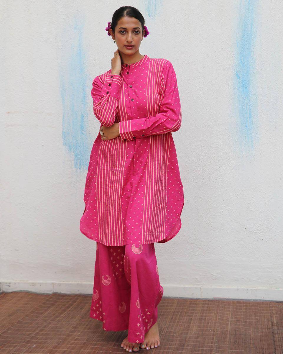 Pankhuri Blockprinted Cotton Kurta Set - Flower Girl