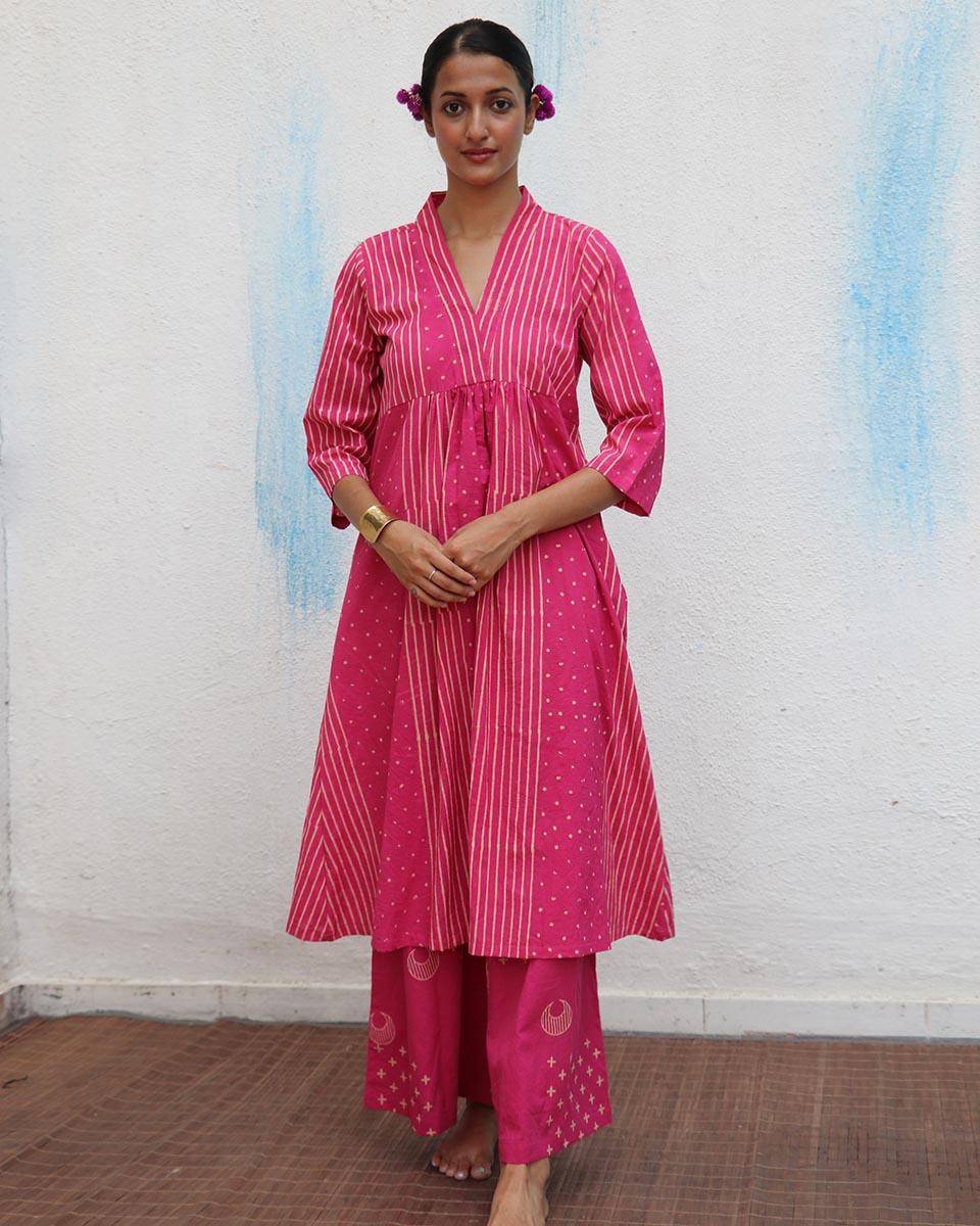 Mrinali Block printed Cotton Kurta Set - Flower Girl