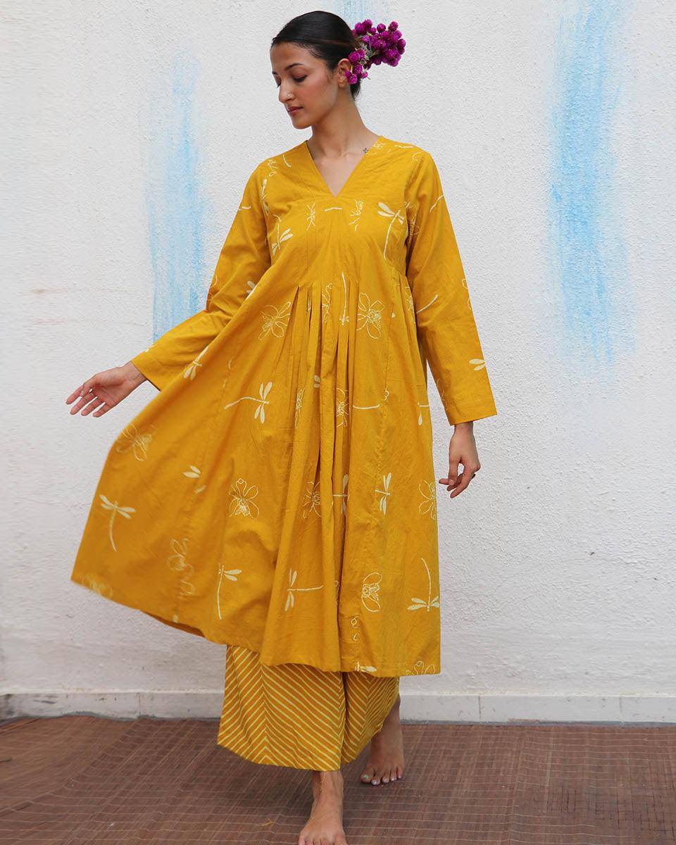 Dahliya Block printed Cotton Kurta Set - Flower Girl