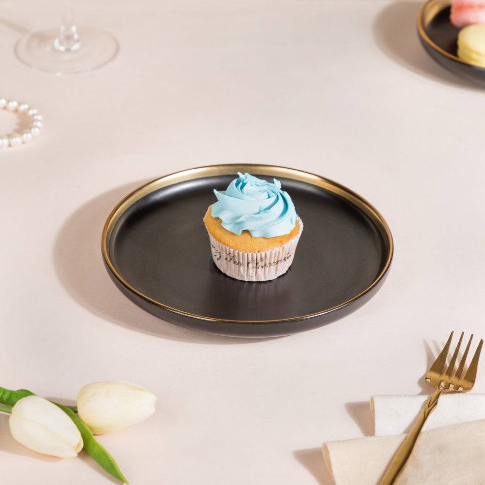 VERA Ceramic Appetizer Plate Black 7 Inch