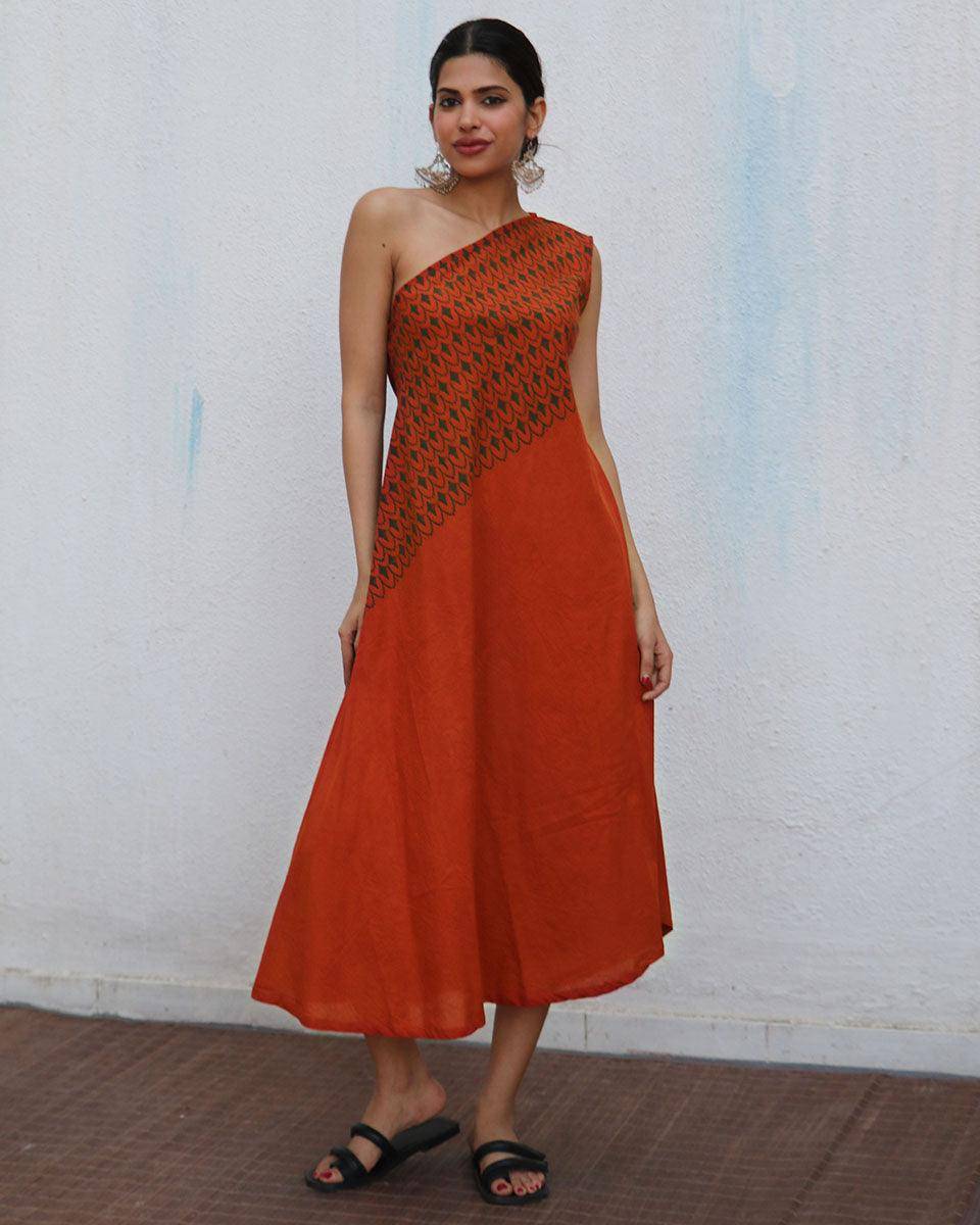 Zoe Block printed Cotton Dress - NOMAD