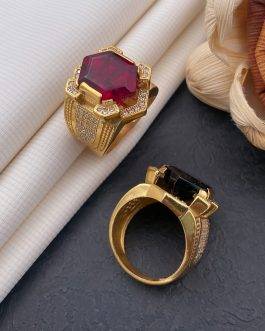 Shashtakon Red Stone Ring Diamonds For Men