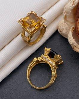 Afiltower Yellow Stone Ring Diamonds For Men