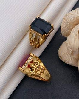 Trishul Black Stone Ring Diamonds For Men