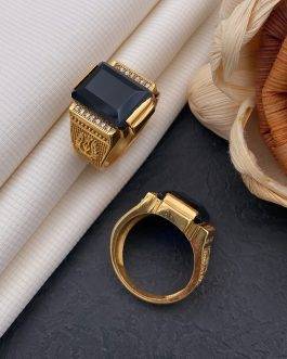 Lord Trishul Black Stone Ring Diamonds For Men