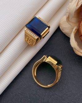 Lord Shiva Blue Stone Ring Diamonds For Men