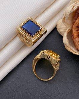 Frong Square Blue Stone Ring Diamonds For Men