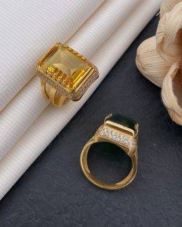 Buget Three Strip Yellow Stone Ring Diamonds For Men