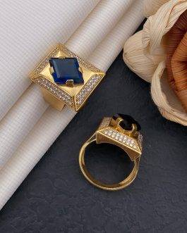 Cross Square Blue Stone Ring Diamonds For Men