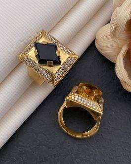 Cross Square Black Stone Ring Diamonds For Men