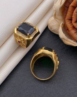 Sun Black Stone Ring Diamonds For Men