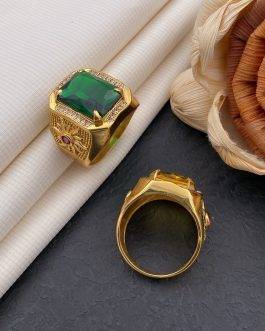 Sun Green Stone Ring Diamonds For Men