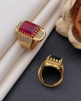 Red Stone Diamond Ring For Men