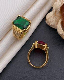 Kollet Green Stone Ring Diamonds For Men