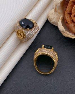 Om Ovel Blue Stone Ring Diamonds For Men