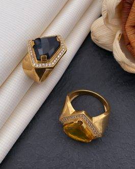 Real Damond Shape Black Stone Ring For Men