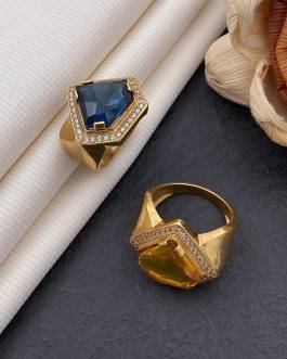 Real Diamond Shape Blue Stone Ring For Men