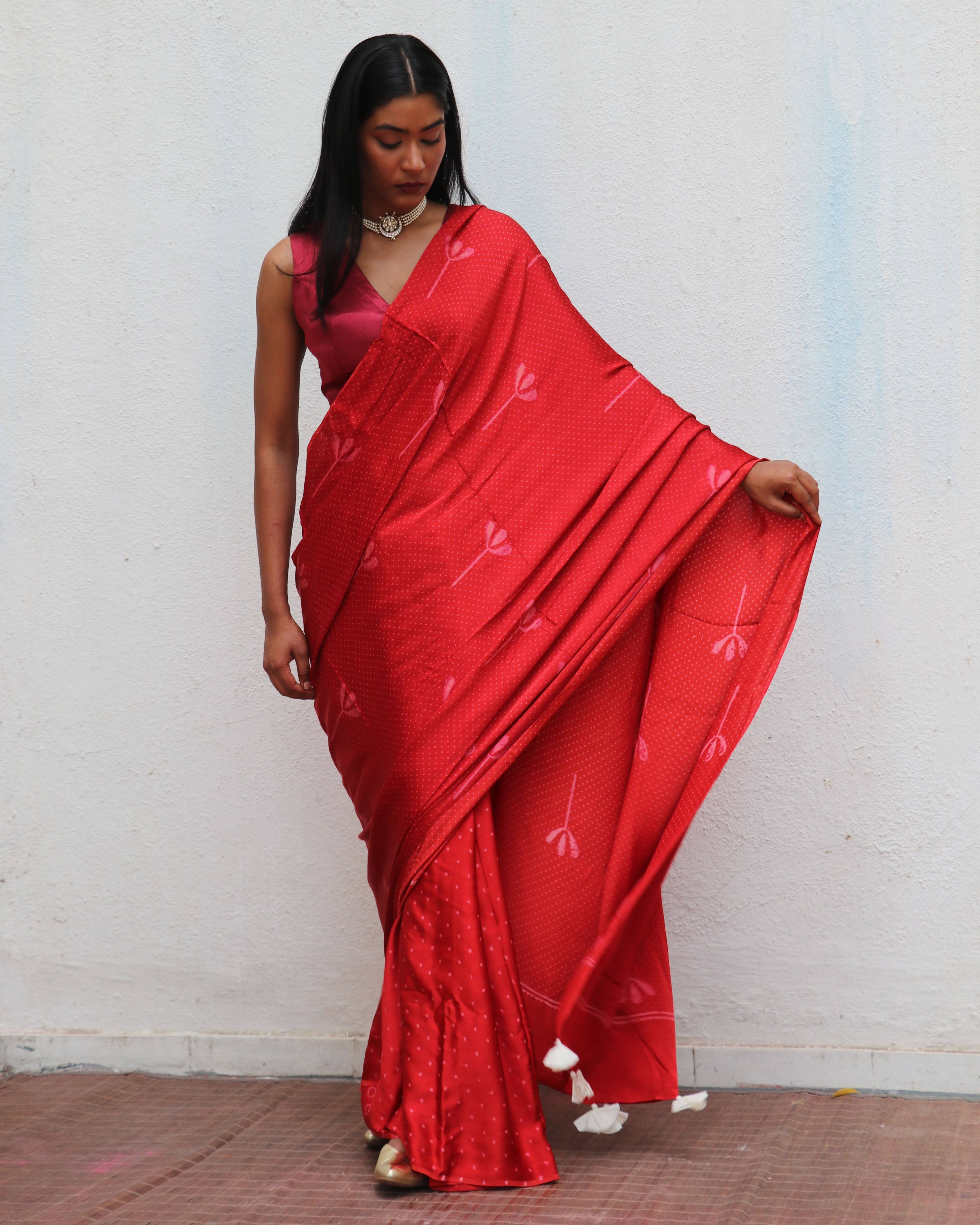 Mashooqa Blockprinted Modal Silk Saree