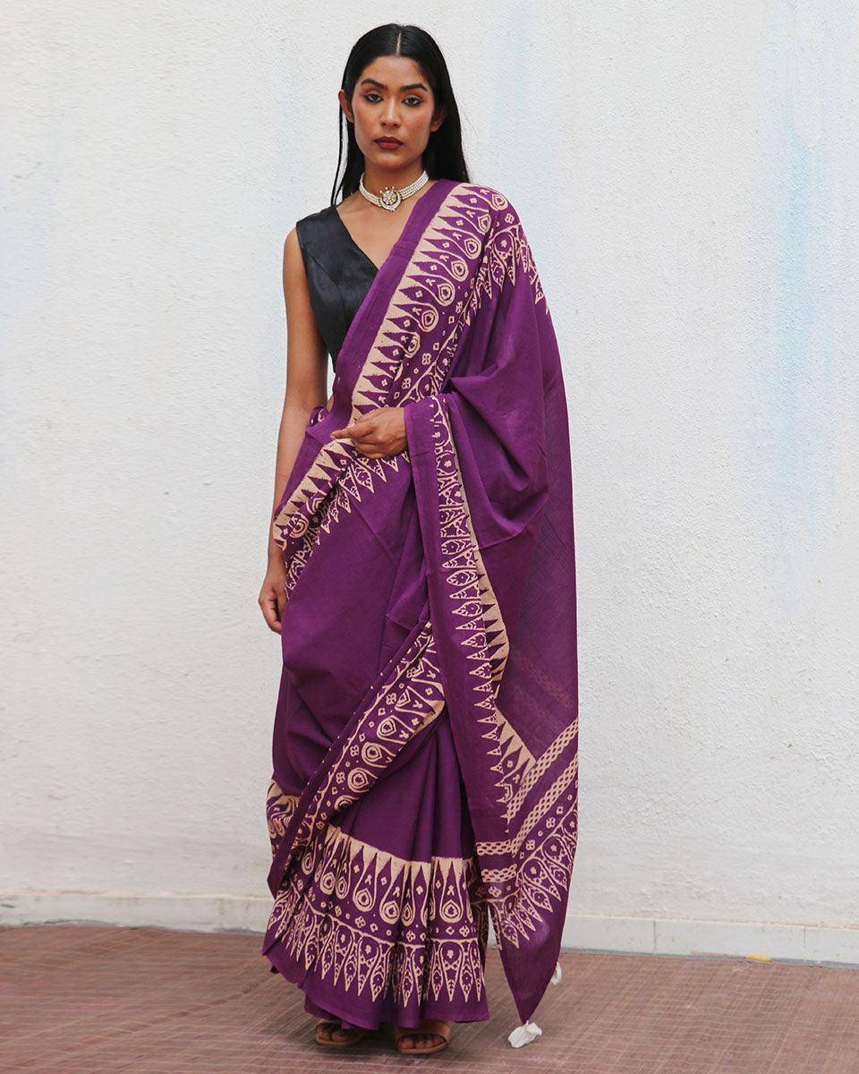 Eloise Hand Blockprinted Cotton Saree - Fmtm