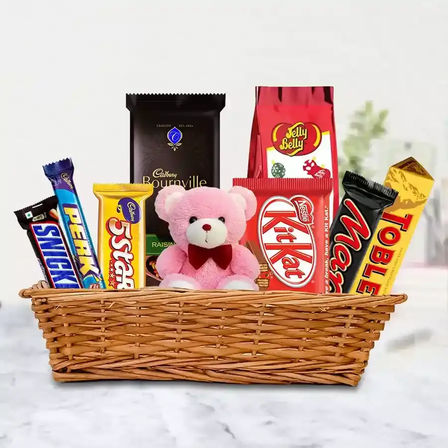 Amazing Teddy N Choco Assortment Basket