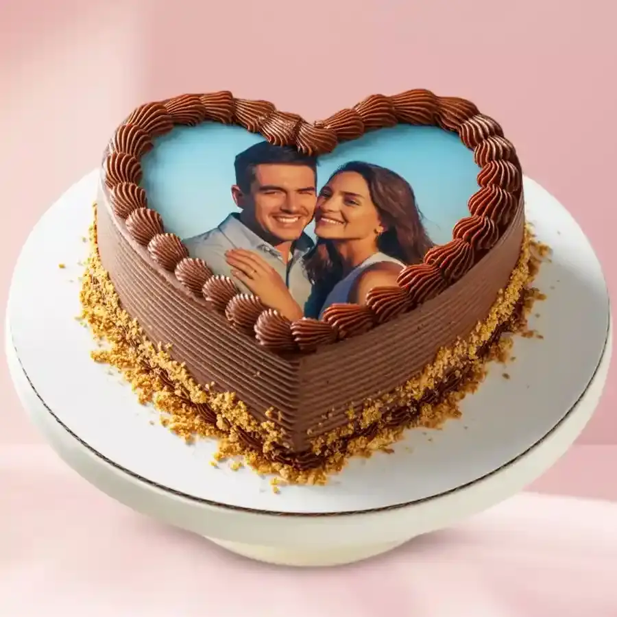 Heartfelt Chocolate Photo Cake Delight