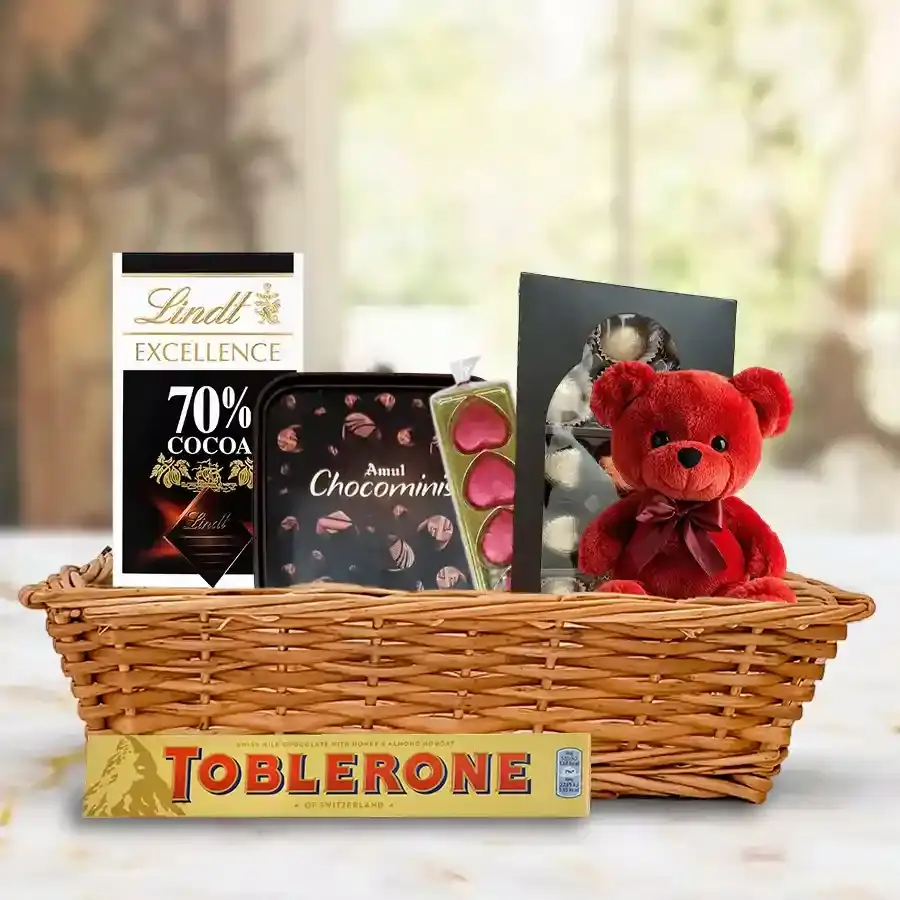 Wonderful Chocolate Gift Basket with Teddy