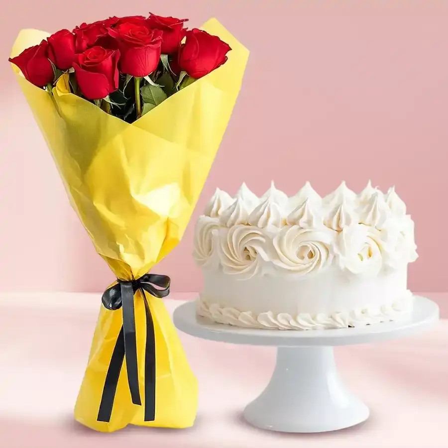 Sweet Vanilla Cake & Roses