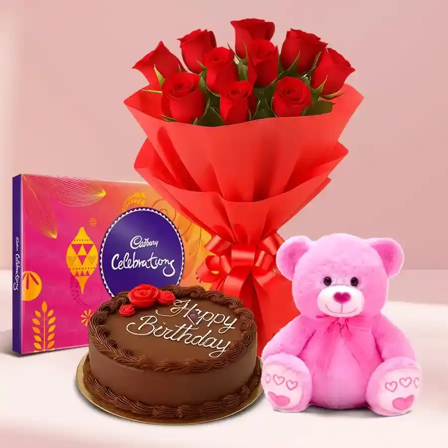 Roses, Cake, and Chocolate Surprise
