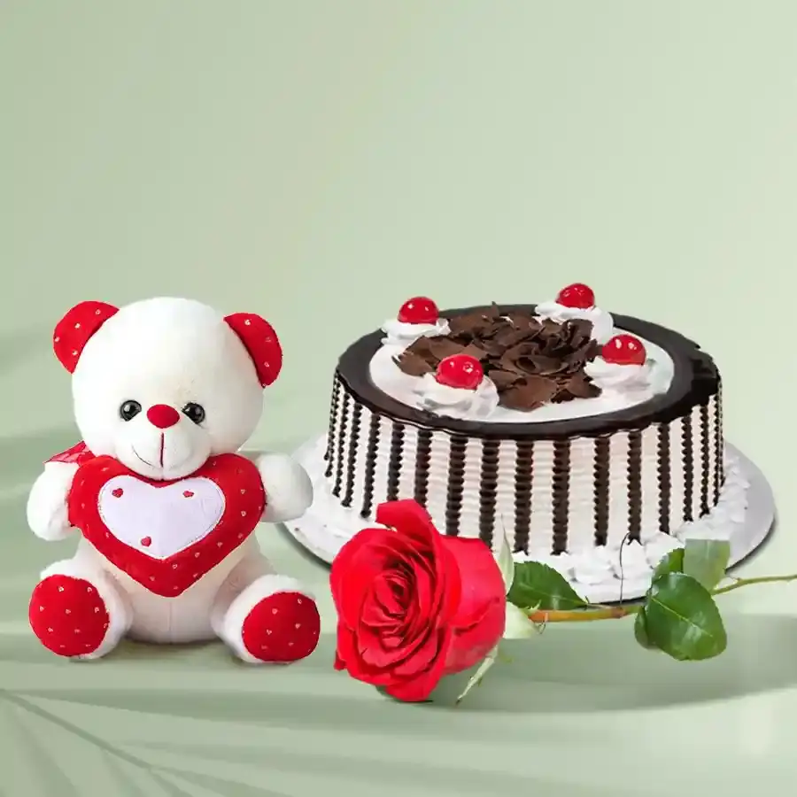 Sweet Surprise: Cake, Rose & Teddy