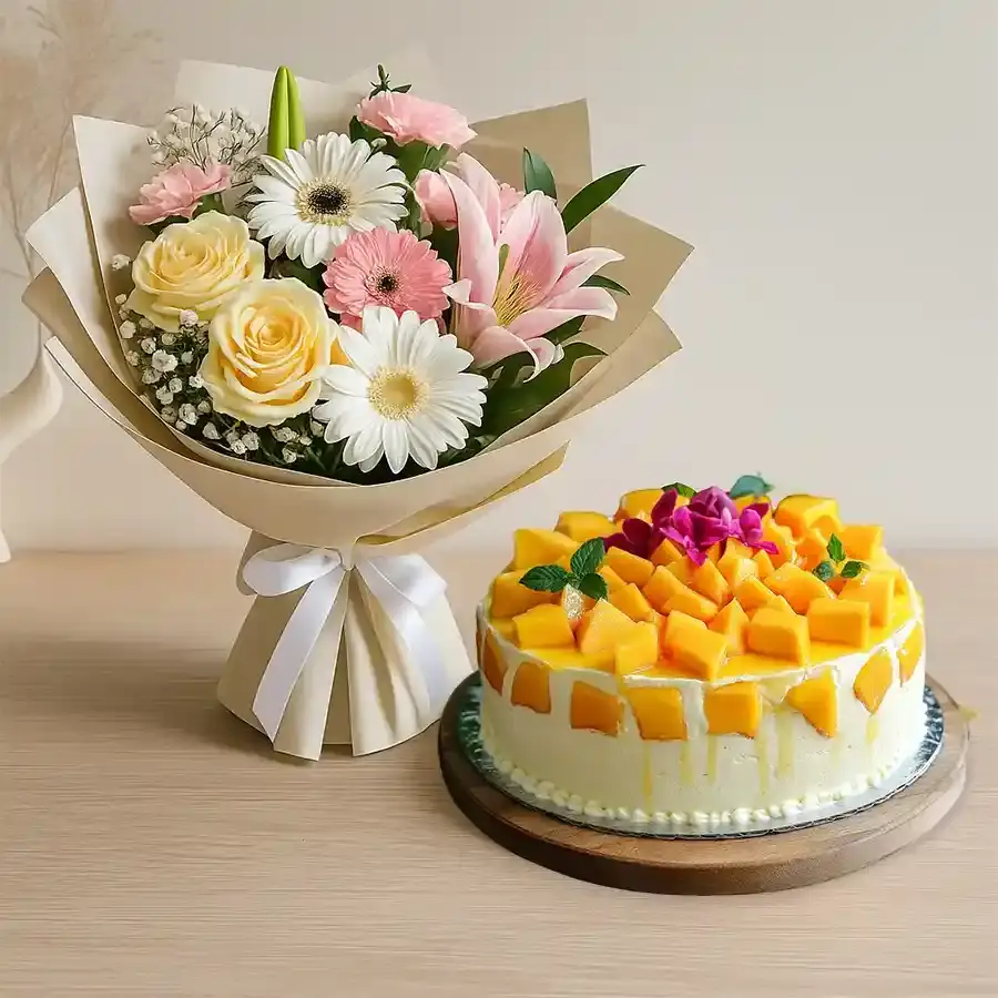 Tropical Bliss: Flowers and Cake