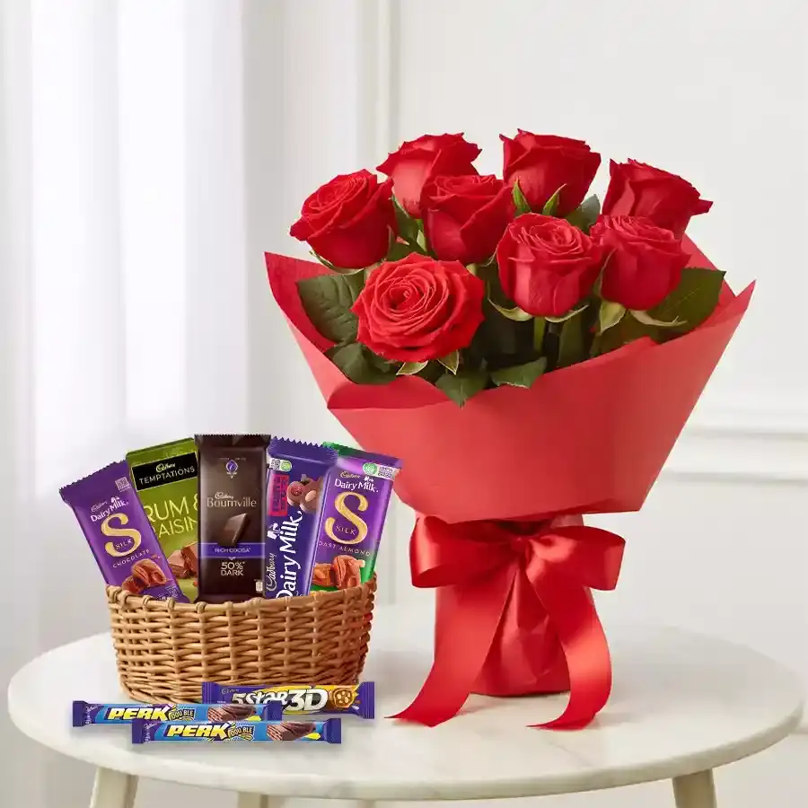 Roses and Chocolates Bliss Basket