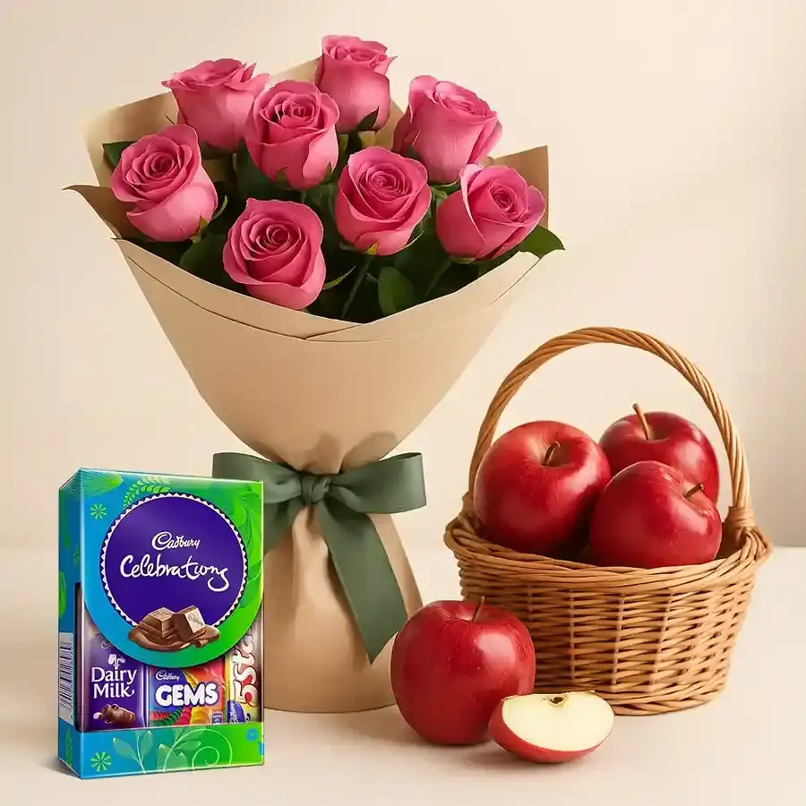 Radiant Pink Roses and Sweet Treats