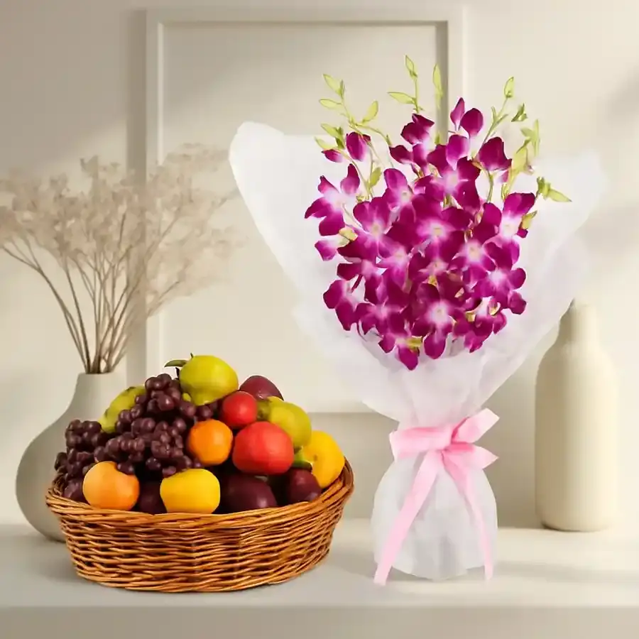 Exquisite Fruits and Orchids Gift Set