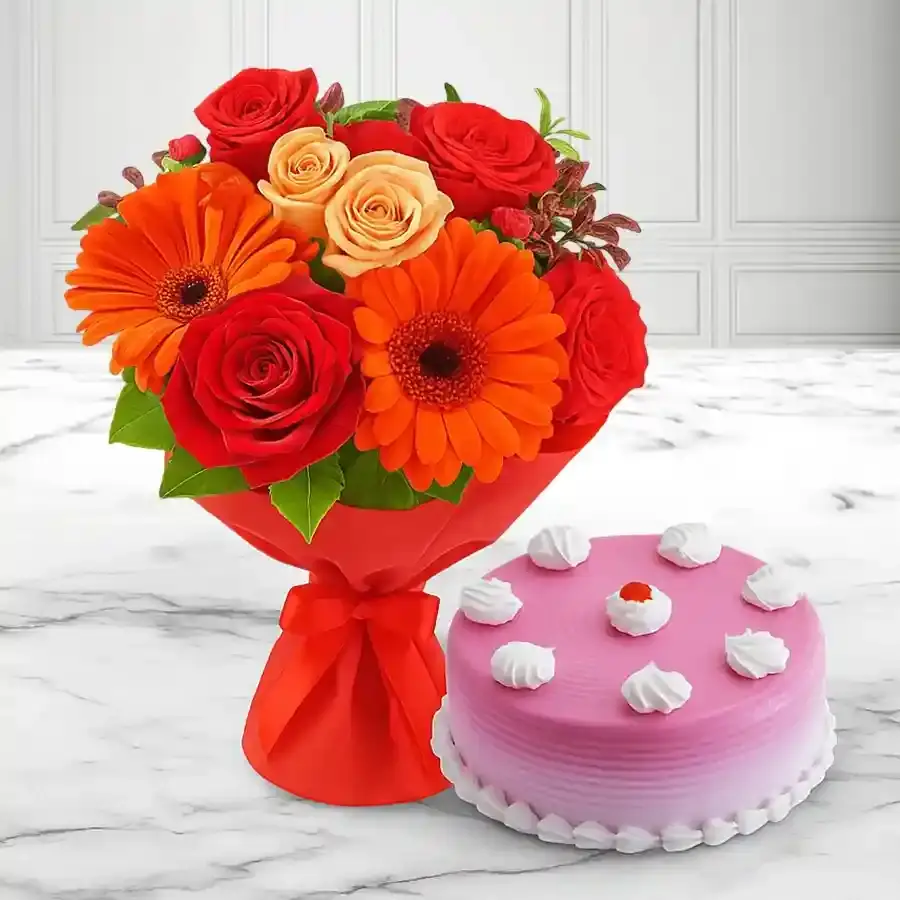 Strawberry Cake and Floral Bliss