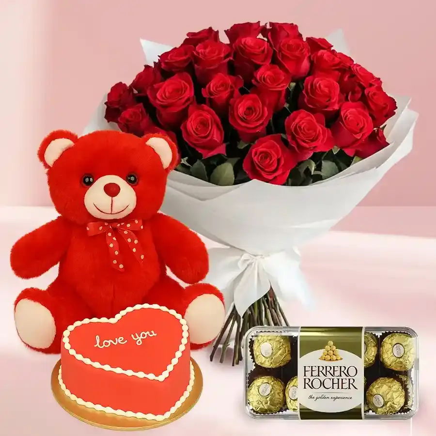 Heartfelt Love with Roses and Treats