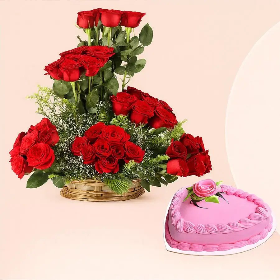 Heartfelt Red Roses and Strawberry Delight