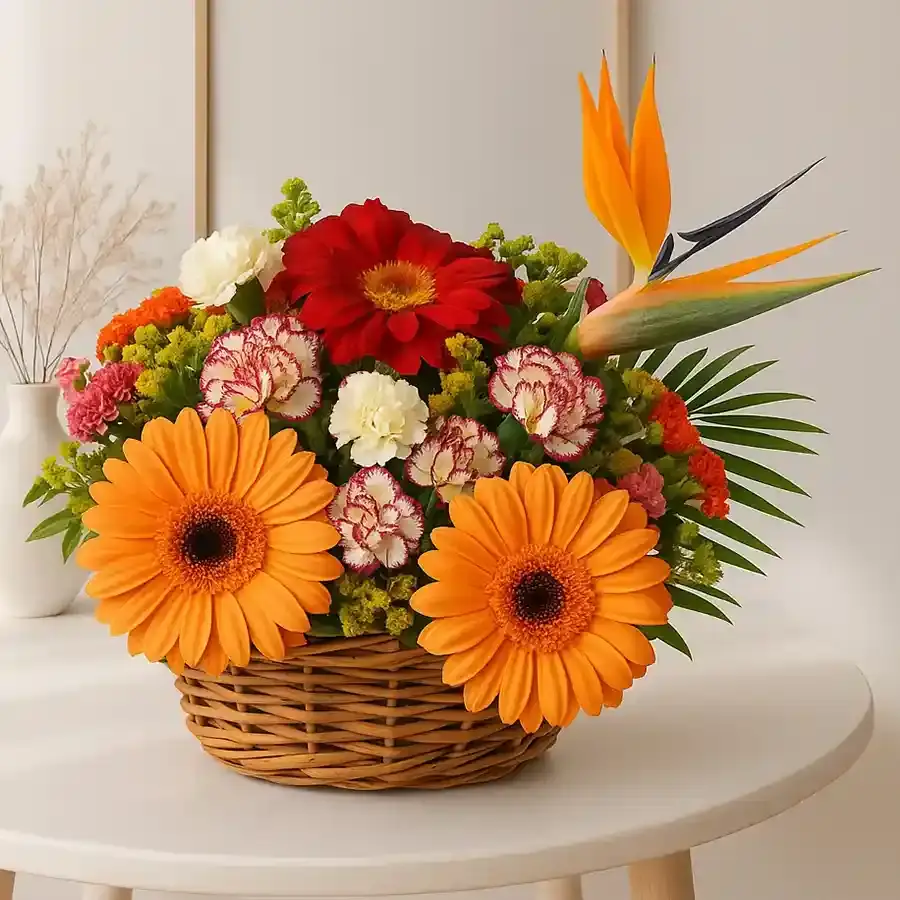 Charming Basket of Cheerful Blooms