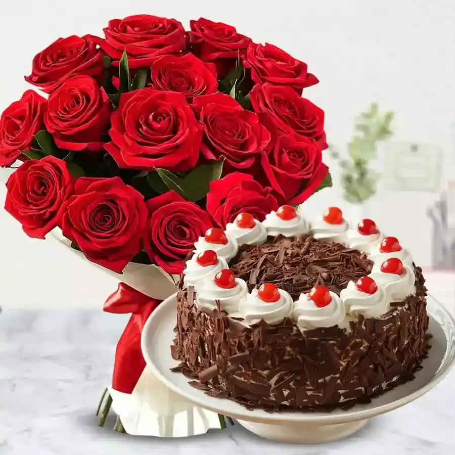Roses and Cake: Sweet Celebration Combo