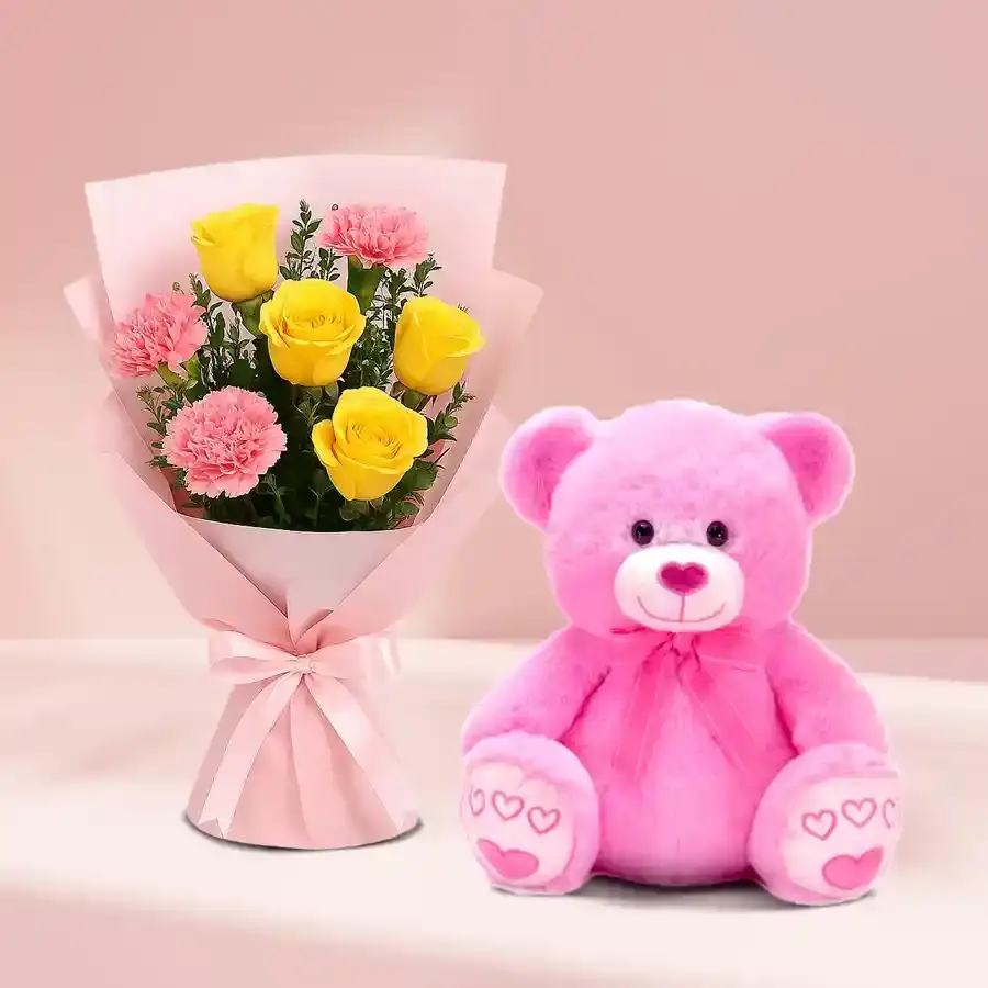 Enchanting Floral Love with Teddy