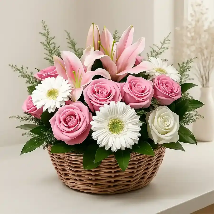 Vibrant Mixed Floral Basket Gift