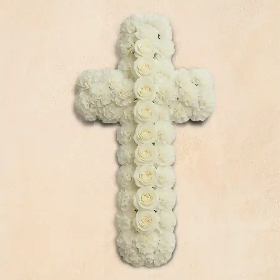 Graceful Cross of Carnations and Roses