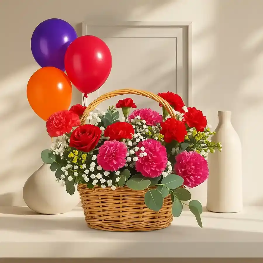 Vibrant Carnation Celebration Basket