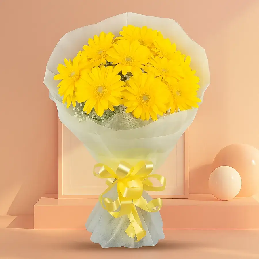 Sunshine Yellow Gerberas Bouquet Delight