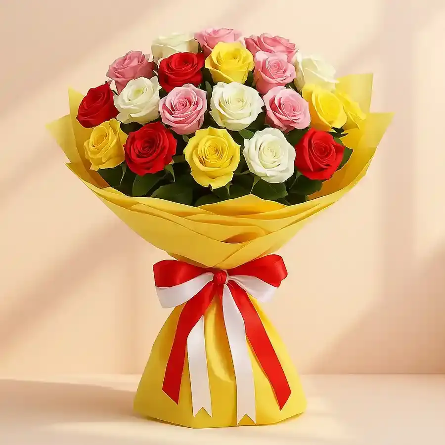 Delightful 24 Mixed Roses Arrangement