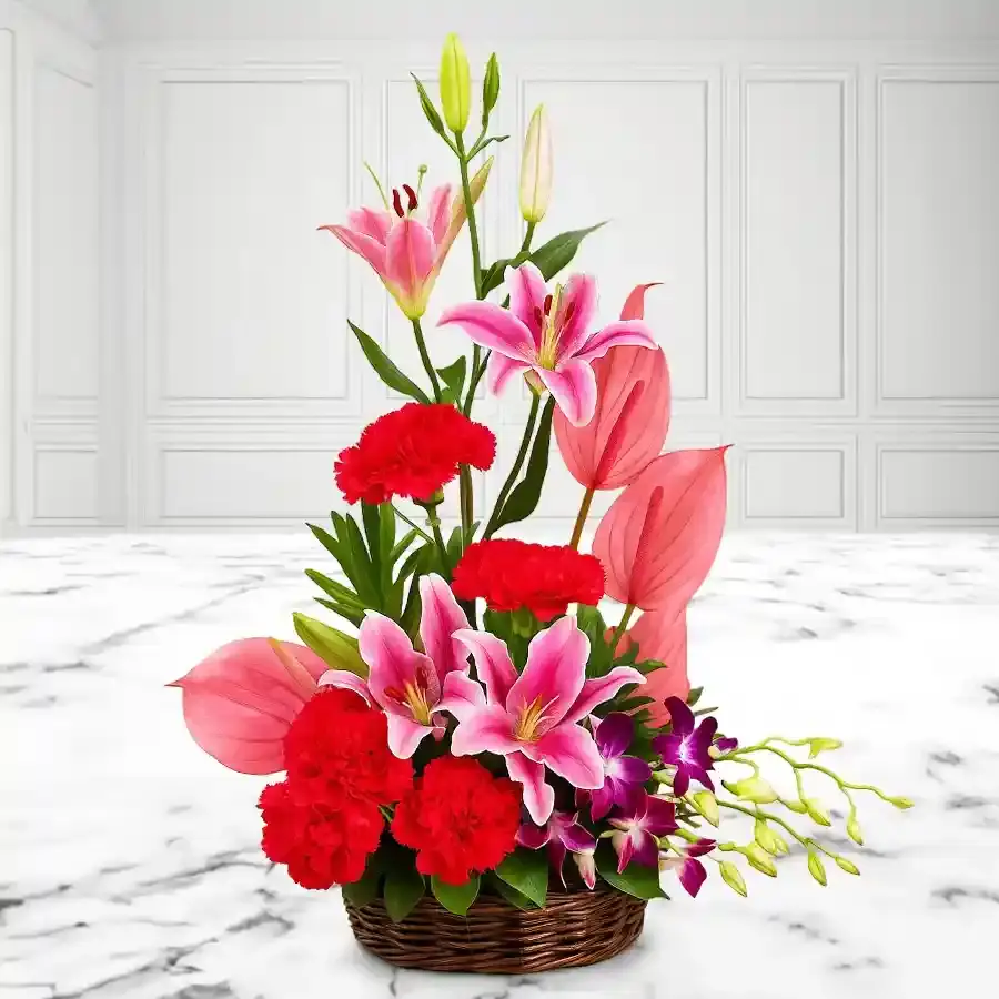 Exotic Floral Basket Bliss
